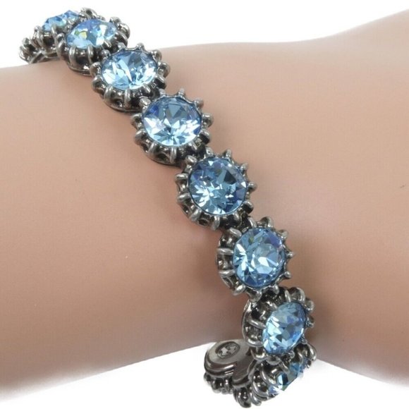 GUCCI Ble Rubbed T Cuff Bangle light blue/Silver Silver/Light blue stone - Picture 1 of 6
